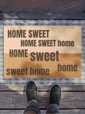 Home Sweet Home Tan and Brown Door Mat